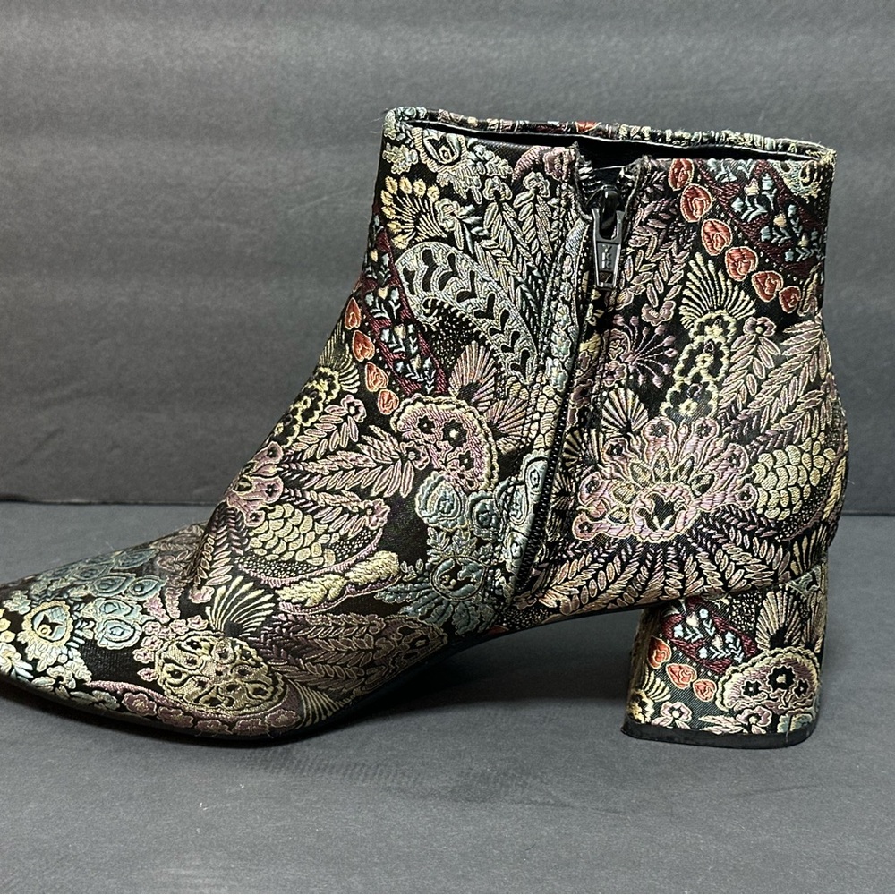 Alex Marie Brocade Ankle Boots – Size 8M – Floral Jacquard Heels - Picture 4 of 9